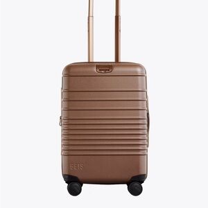 BEIS Brown Travel Bag with Telescopic Handle and Sleek Ribbed Design